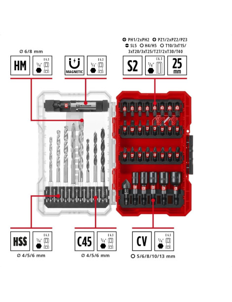 JOGO BROCAS + BITS 39PCS EINHELL REF.49108759