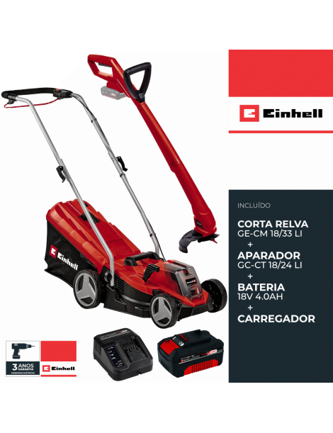 CORTA RELVA GE-CM 18/33 Li + APARADOR GC-CT 18/24 Li + STARTER KIT 18V 4.0Ah EINHELL