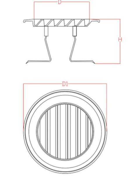 GRELHAS PLASTICO VENTILADOR 80X125MM REDONDO C/MOLA ODEM 408B